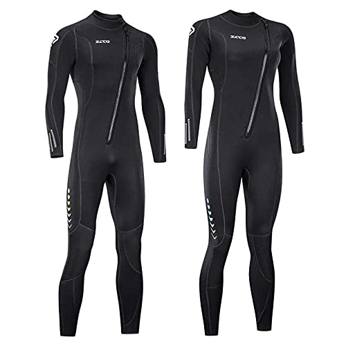 ZCCO Traje de Neopreno Ultra elástico de 3 mm con Cremallera Frontal, Traje de Buceo Completo, una Pieza para Hombres y Mujeres, esnórquel, Buceo, natación, Surf(Mujer Large)