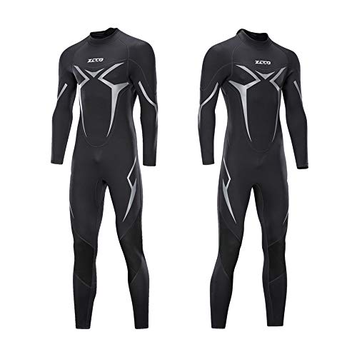 ZCCO Wetsuits - Traje de neopreno para hombre, 3 mm, manga completa, para pesca submarina, esnórquel, surf, canoa, buceo, trajes húmedos (negro, L)