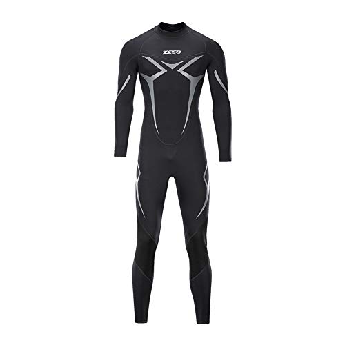 ZCCO Wetsuits - Traje de neopreno para hombre, 3 mm, manga completa, para pesca submarina, esnórquel, surf, canoa, buceo, trajes húmedos (negro, L)