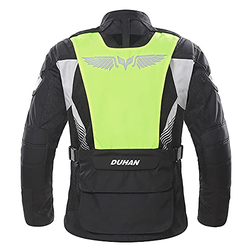 ZDSKSH Cuatro Estaciones Chaqueta De Moto Hombre Motocicleta Armadura De Equipo De Protección, Textil Impermeable, Reflexión De Alto Brillo