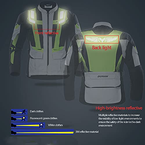 ZDSKSH Cuatro Estaciones Chaqueta De Moto Hombre Motocicleta Armadura De Equipo De Protección, Textil Impermeable, Reflexión De Alto Brillo