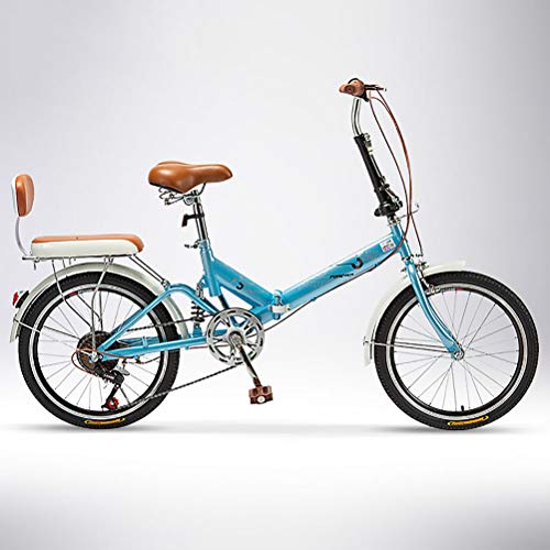 ZEIYUQI Bicicleta Plegable para Adultos 20 Pulgada Bicicleta De Velocidad Variable Unisexo Bicicleta De Carretera para Niños Estudiantes,Azul,Single Speed A