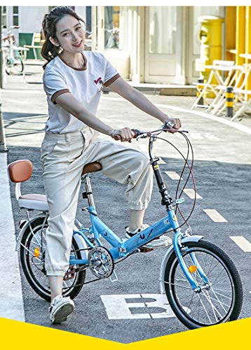 ZEIYUQI Bicicleta Plegable para Adultos 20 Pulgada Bicicleta De Velocidad Variable Unisexo Bicicleta De Carretera para Niños Estudiantes,Azul,Single Speed A