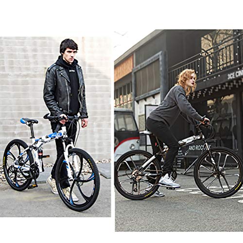 ZEIYUQI Bicicleta Portátil para Adultos Plegable 24 Pulgadas Marco De Acero De Alto Carbono Adecuado para Montar Al Aire Libre,Blanco,24 * 24"*3