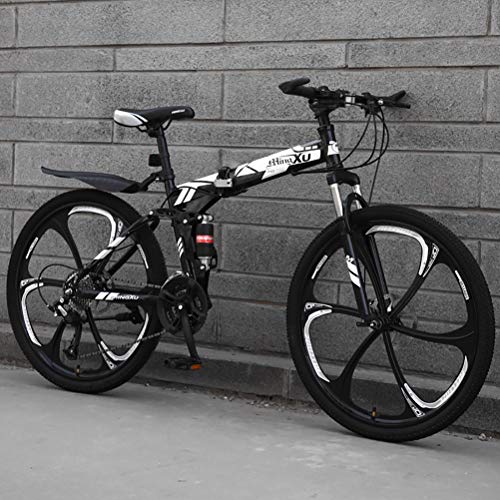 ZEIYUQI Bicicleta Portátil para Adultos Plegable 24 Pulgadas Marco De Acero De Alto Carbono Adecuado para Montar Al Aire Libre,Blanco,24 * 24"*6