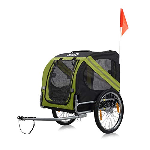 zoomundo Remolque Bicicleta Perros Transporte Carro en Verde/Negro - Silver Frame