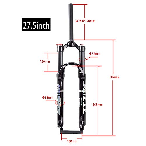 ZTZ Mountain Horquilla Delantera de 26 Pulgadas, 27.5 Pulgadas, 29 Pulgadas, Doble cámara de Aire, Horquilla para Bicicleta, Amortiguador, Horquilla de Aire Frontal