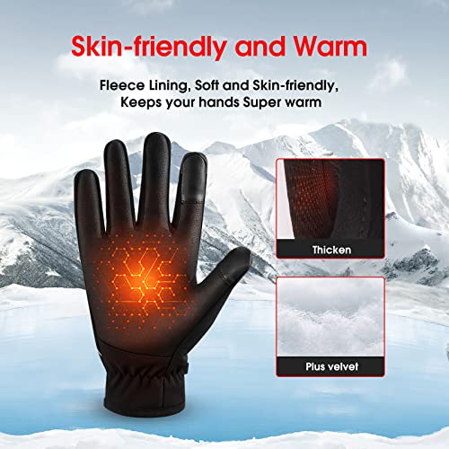 zurenin Guantes Invierno Hombre, Termicos Guantes Ciclismo Invierno, Guantes Tactiles Impermeable Antideslizante Unisex Guantes, Guantes Invierno para Escalada, Bicicleta, Pasear al Perro, Correr(L)