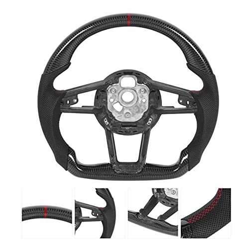 ZXYA Rueda al Volante de Fibra de Carbono Nappa de Cuero Perforada en Forma para Audi R8 MK2 TT/TTS/TTRS MK3 2015+ Volante