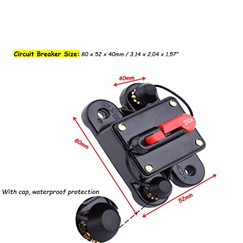 12V-24V DC 200A Interruptor de Fusible Automático,Auto Disyuntor Audio Estéreo Circuito Restablecer Fusible Audio Reset Fuse para Automóvil Bici Coche Marine Boat Bike Stereo