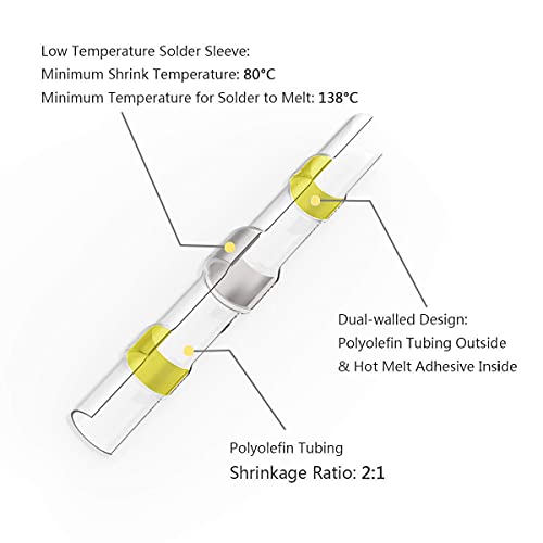 50pcs Conectador del Alambre del Sello de la Soldadura, Geepro Solder Seal Calor Shrink Butt Conectores Terminales El¨¦ctrico Impermeable Aislado