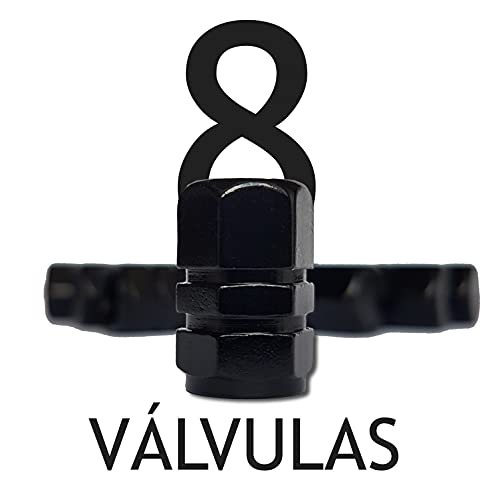 8X Tapones Deportivos y Ligeros para Las Rueda del Coche, Moto, Bicicleta o patín, en Aluminio Modelado con un Anillo de Sellado. (Negro)