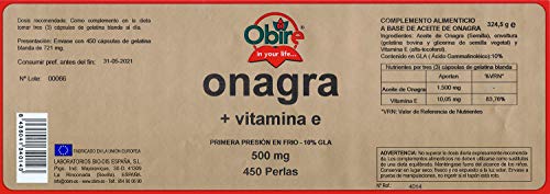 Aceite de onagra 500 mg. (10% gla) 450 perlas