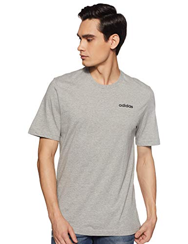 adidas Essentials Plain T-Shirt Men Camiseta de Manga Corta, Hombre, Gris (Medium Grey Heather/Black), M