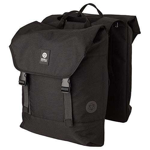 AGU Essentials DWR Urban Klickfix Alforjas Bicicleta, Bolsa Bicicleta 36 litros para Llevar al Hombro, Repelente al Agua, Reflectante, Poliéster Reciclado 100% - Negro - 36L