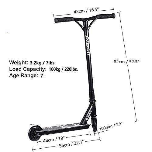 Albott Stunt Scooter Patinete de Acrobacia Patinete Freestyle, Kick Trick Scooter Patinete Clásico Barra Fija Giratorio 360° Carga 100kg