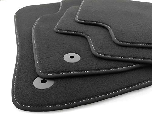 Alfombrillas DS7 Crossback (pespuntes plateados) Premium velour, alfombrillas interiores completas, color negro