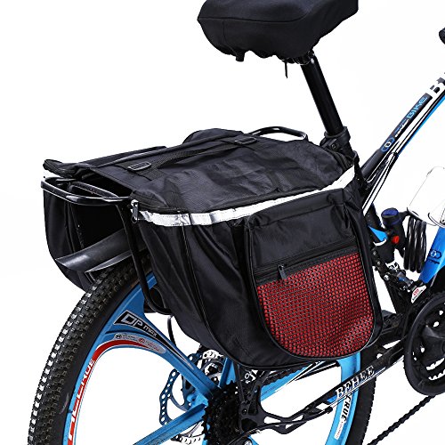 Alforjas Bicicleta Trasera, Alforjas Bicicleta Sill¨ªn Bolsa Impermeable de Tija Asiento Trasera Plegable Maletero de Bicicleta con Tira Reflectante Para Bici Monta?a Cycling Ciclismo Viaje 25L (Rojo)