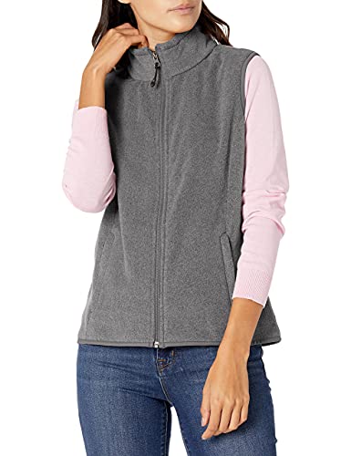 Amazon Essentials - Chaleco polar con cremallera completa para mujer, Gris (charcoal heather), Large (EU L - XL)