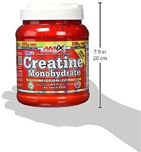 AMIX - Creatina Monohidratada, 500g + 250g Gratis, Complemento Alimenticio, Mejora el Rendimiento Físico, Adecuado para Deportistas, 100% Micronizada, Proteína Masa Muscular