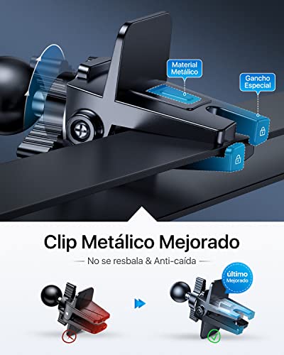 andobil Soporte Móvil Coche [Ultra Estable & Robusto y Elegante] Soporte Movil Coche Rejilla con Clip Patentado Sujeta Movil Coche con 360° Rotación Compatible con iPhone 13/12 Samsung Xiaomi etc