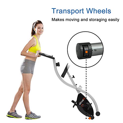 ATIVAFIT Bicicleta de Ciclismo Interior Plegable magnética Vertical Bicicleta estática giratoria reclinable Bicicleta de Ejercicio