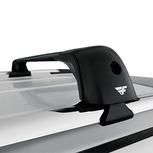 Barras portaequipajes Farad compatibles con Citroen DS7 desde 2018 en adelante, de aluminio, modelo Compact con rieles bajos integrados, color negro aerodinámico.