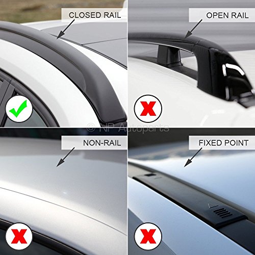 Barras portaequipajes Farad compatibles con Citroen DS7 desde 2018 en adelante, de aluminio, modelo Compact con rieles bajos integrados, color negro aerodinámico.