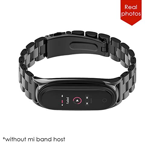 BDIG Correa Compatible Mi Band 5 & Mi Band 6 Correas Metal, Pulsera de Acero Inoxidable Agradable para MiBand 6/5 Correa (No Host), Negro