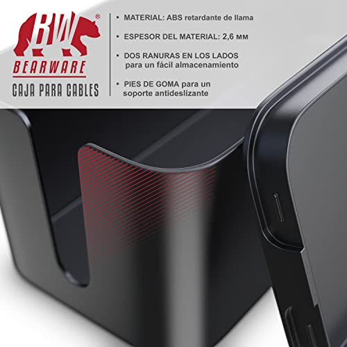 Bearware - Caja para Cables, de plástico - Organizador para Cables - Caja para esconder Cables - Organizador para regletas de enchufes - Caja para Cargadores de teléfonos móviles