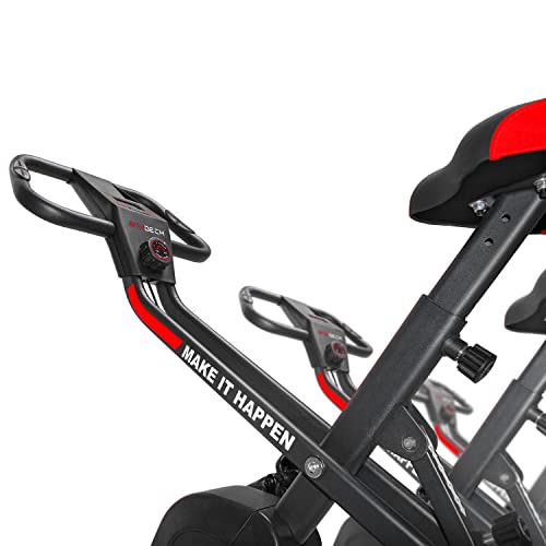 Boudech - Bicicleta estática magnética plegable para casa, fitness, cardio o gimnasio, asiento acolchado con respaldo para postura correcta