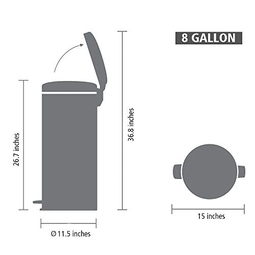 Brabantia Bin newIcon Cubo de Basura con Pedal, Acero Inoxidable, Almendra, 30 l