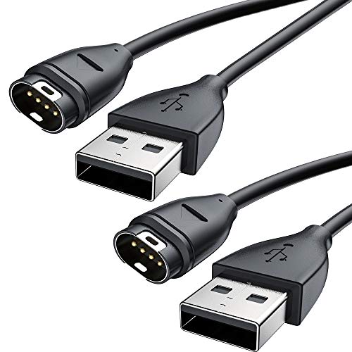 Cable Cargador Garmin 2Unidades,Ancable Cable Garmin USB 1m Compatible con Garmin Instinct Vivoactive3 3Music 4 4S Fenix6 6s 6x Pro 5 5S 5X 5XPlus Forerunner935 Approach S10 S40 S60 S62 X10 Quatix 5 6