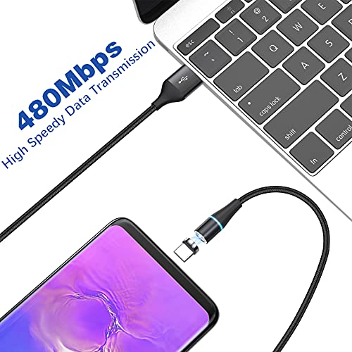 Cable USB Magnético, Multi 3 en 1 Cable Magnetic de Carga Cargador Iman con Adaptador Micro USB Tipo C IP Compatible con Android Galaxy, Huawei, Honor (2M, Negro)