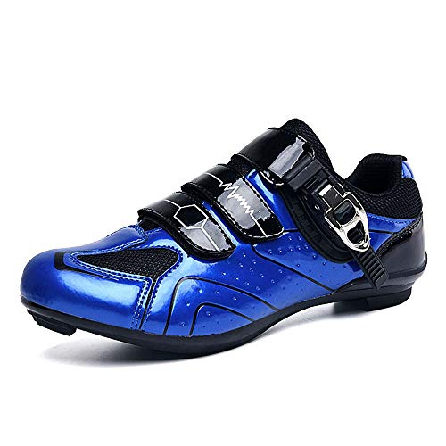 Calzado De Ciclismo para Hombre Calzado De Ciclismo De Carretera Calzado De Ciclismo Transpirable Antideslizante (40,Azul)