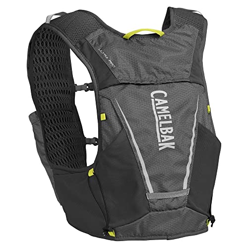 CamelBak Ultra Pro Vest 6 l + 2 Quick Stow Flask ½ (S,M,L) Run HIDRATACIÓN, Adultos Unisex, L Graphite/Sulphur Spring, 6LITROS