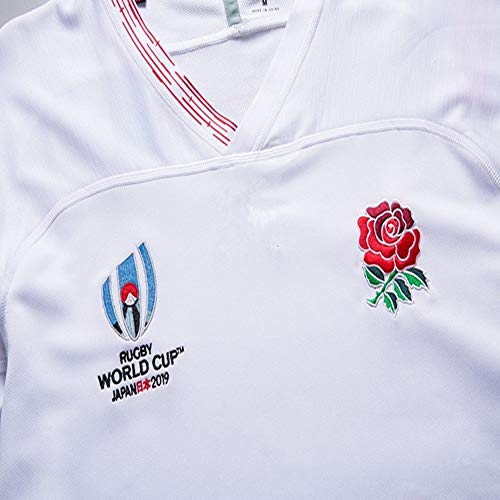 Camiseta de Rugby -2019 Copa Mundial de Rugby de Inglaterra hogar lejos Camiseta de fútbol, ​​los Hijos Adultos de Entrenamiento del fútbol Traje de Deporte (Color : White, Size : S)