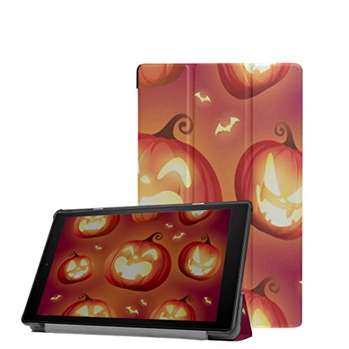 Carcasa Fire HD 8 Kids Ghost Pumpkins en Halloween Carcasa Fire HD Kindle 8 (Lanzamiento 2018 2017 2016, 8a / 7a / 6a Generación) con Auto Wake/Sleep