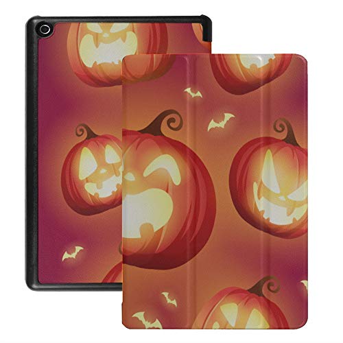 Carcasa Fire HD 8 Kids Ghost Pumpkins en Halloween Carcasa Fire HD Kindle 8 (Lanzamiento 2018 2017 2016, 8a / 7a / 6a Generación) con Auto Wake/Sleep