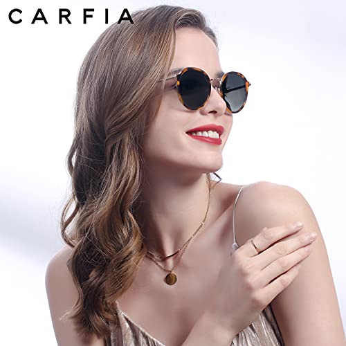 Carfia Gafas de sol Mujer Polarizadas Redondas con Protección UV para Conducir al Aire Libre