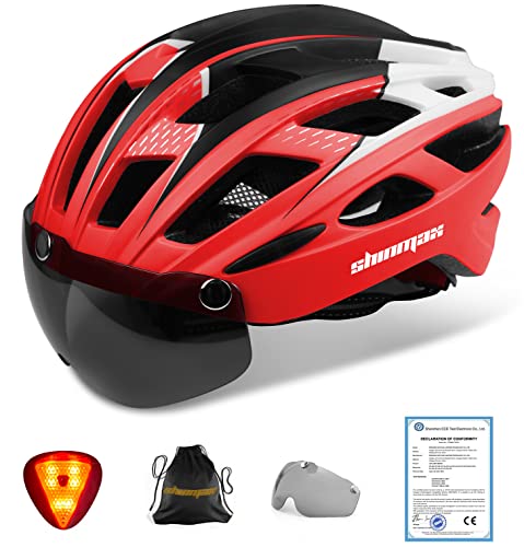 Casco bicicleta/Casco Bicic con luz,Certificado CE, casco bicicleta adulto con Visera Magnética Desmontable Gafas de Protección Super Light Casco Integral de Bicicleta Skateboarding Ski & Snowboard