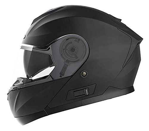 Casco Moto Modular ECE Homologado - YEMA YM-926 Casco de Moto Integral para Mujer Hombre Adultos con Doble Visera-Negro Mate-L