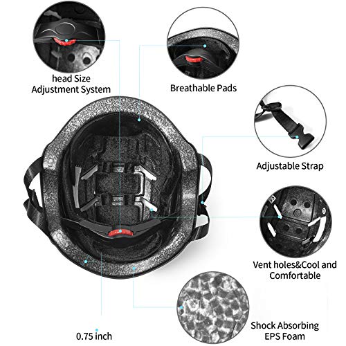 Casco y Equipo de protección, Automoness Equipo de protección de tamaño Ajustable, con Rodilleras, Coderas para Deportes múltiples como Ciclismo, Skate, esquí, Patinaje