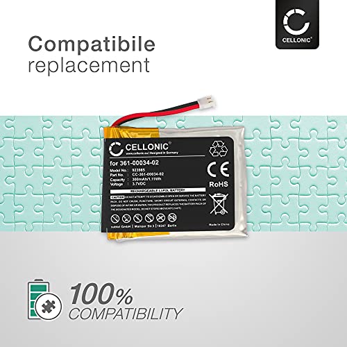 CELLONIC Batería de Repuesto 361-00034-02 Compatible con smartwatch Garmin Fenix 3 / Fenix 3 HR, 300mAh 361-00034-02 Accu Battery Pack