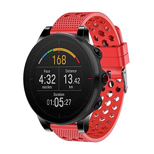 Ceston Respirable Deporte Silicona Clásico Correas para Smartwatch Polar Vantage M (Rojo + Verde + Blanco)