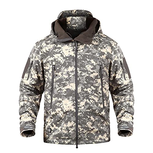 Chaqueta Capucha Hombre Regular Fit Color Sólido/Camuflaje Chaquetas Hombres Outdoor Acampar Montañismo Sport Chaqueta Hombres Viento E Impermeable Cálida Invierno Chaqueta Hombres