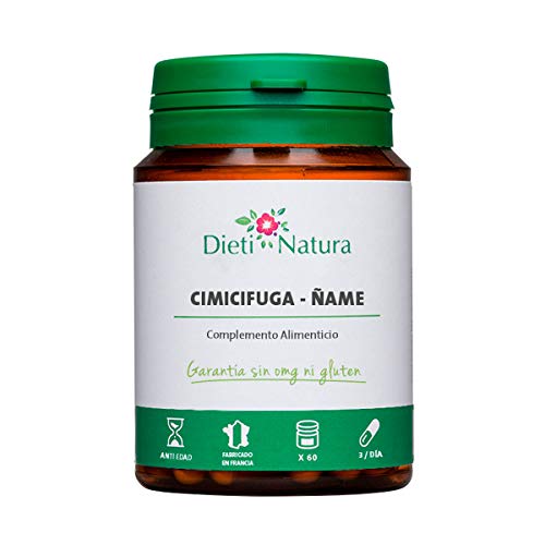 Cimicifuga - Ñame (Yam) 200 cápsulas de Dieti Natura. Aliados durante la menopausia [Fabricado en Francia][Garantía Sin OGM ni Gluten] (Bote de 200 cápsulas)