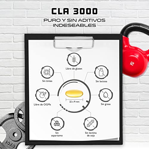 CLA - 240 cápsulas con 1000 mg cada una - Altamente dosificado con 3000 mg por porción diaria - Ácido graso linoleico conjugado