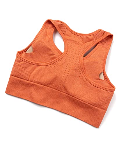 COMFREE Sujetador Deportivo Sports Bra Yoga Camiseta sin Mangas Mujer Crop Top Leggins Mallas Deportivos Push Up Legins Deporte Leggings Leguins Fitness Transpirables Naranja M