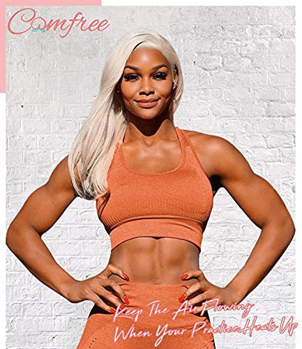 COMFREE Sujetador Deportivo Sports Bra Yoga Camiseta sin Mangas Mujer Crop Top Leggins Mallas Deportivos Push Up Legins Deporte Leggings Leguins Fitness Transpirables Naranja M